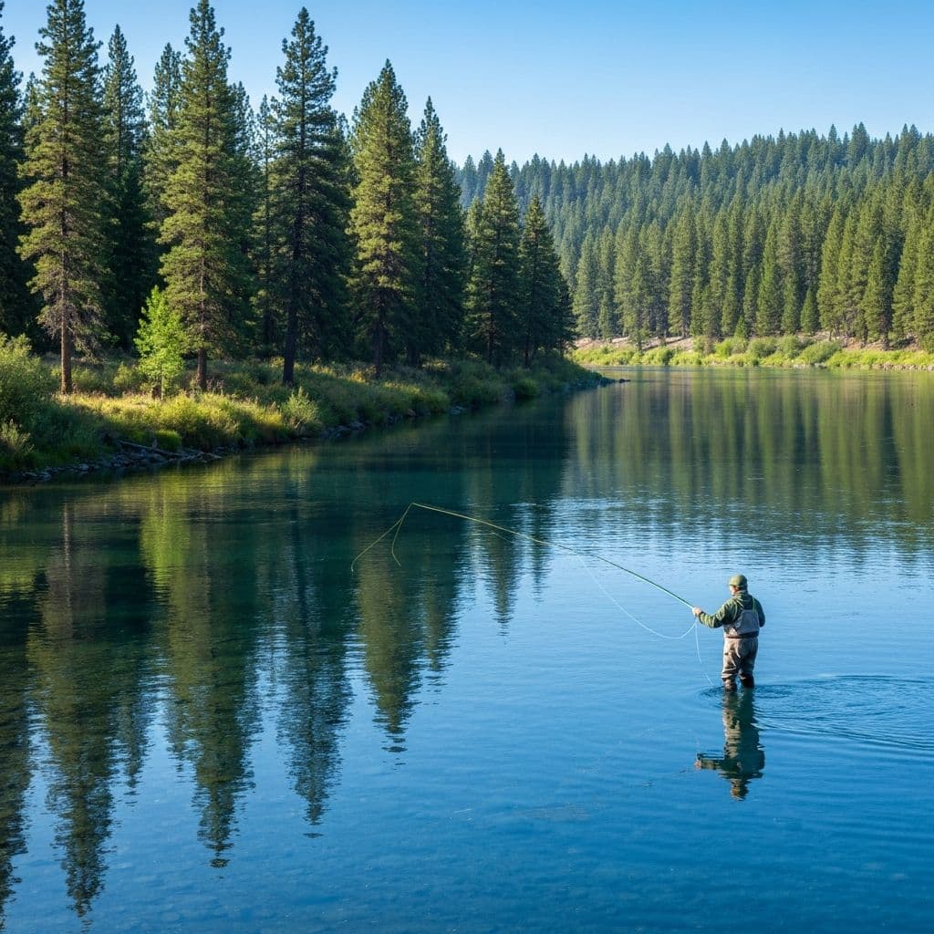 Fly fishing on the Coeur d'Alene River in Northern Idaho